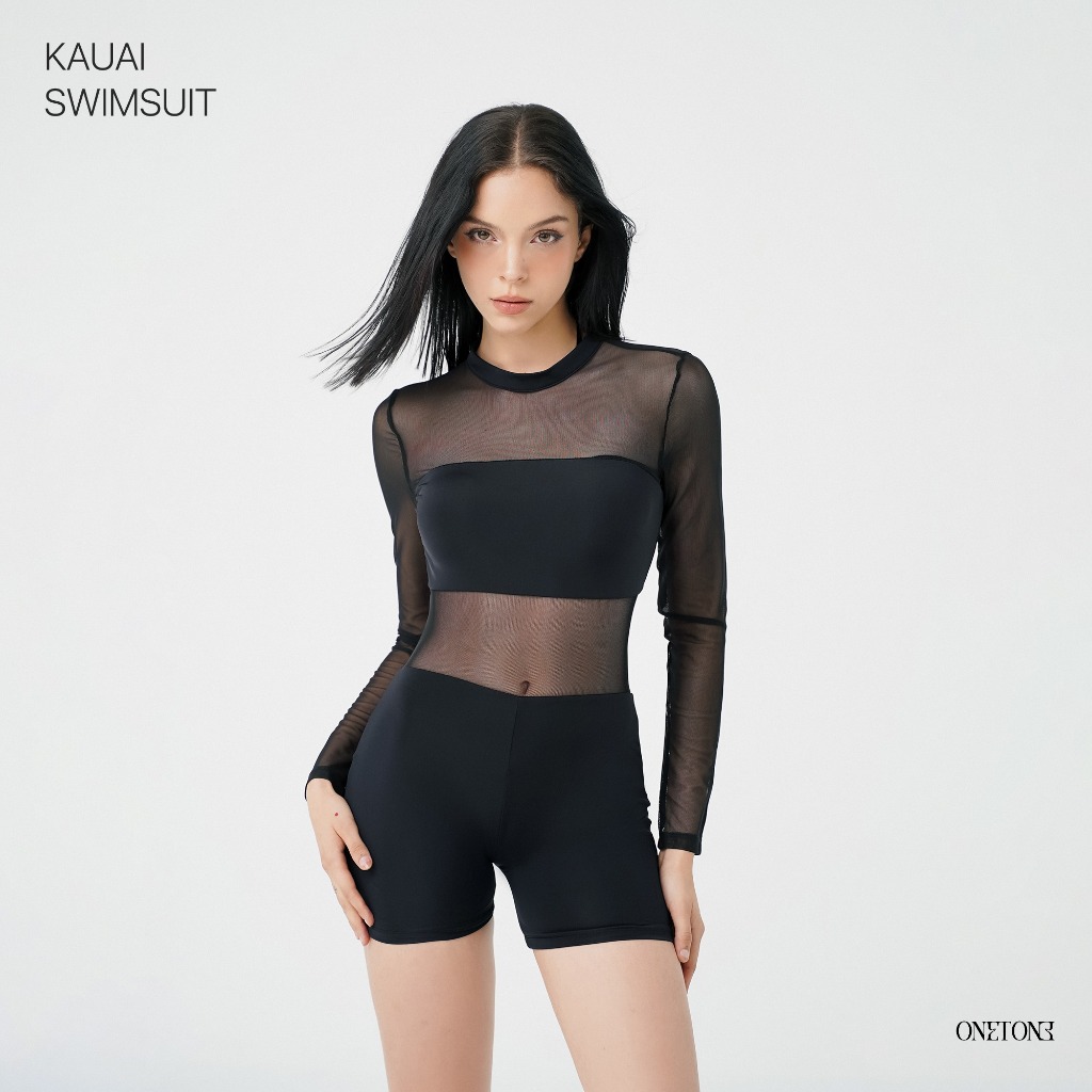 Đồ bơi liền thân 1 mảnh Onetone phối lưới ren Kauai