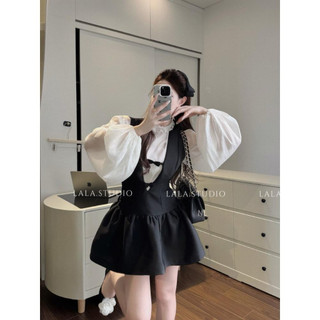  Boamarket• LALASTUDIO• Váy thiết kế cổ bèo phối tay bồng siết eo chân váy tùng xoè tiểu thư thanh lịch váy dự tiệc 