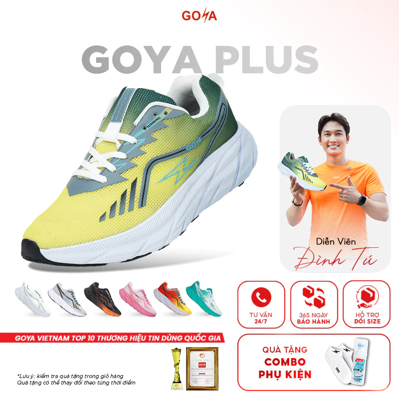 Giày chạy bộ nam nữ Goya Plus new 2025 - Công nghệ Eva Foam siêu nhẹ, hạt EVA cao cấp - chống trơn t