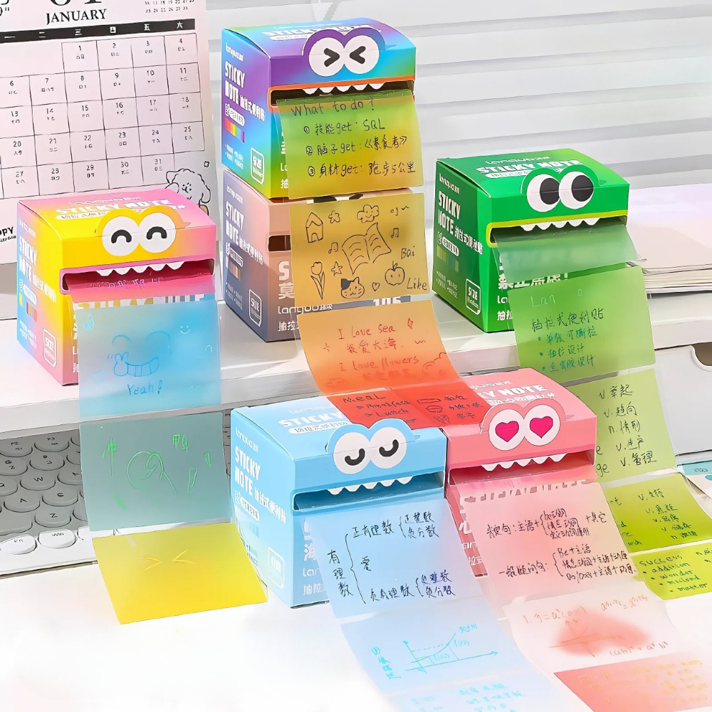 Hộp 105 Giấy Note Trong Suốt Chống Thấm NHAMOI, Giấy Ghi Chú Nhiều Màu Viết Được Bút Bi & Gel