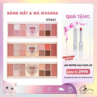  Bảng Mắt Sivanna Colors Lovely Multi Palette Trái Tim HF661 Phấn Mắt 3in1 Kèm Phấn Má Và Highlight 