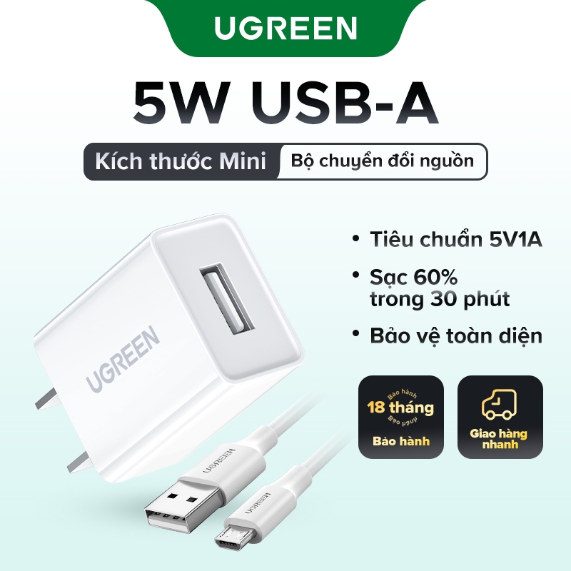 UGREEN Củ sạc 5V1A thích hợp cho iPhone 13/12/11/8 Pro Max Xiaomi Samsung 5V USB Charger for Android Phone