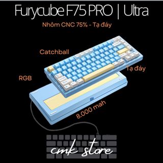 (sẵn tùy màu) Bàn phím cơ Furycube F75 - Khung nhôm CNC núm xoay cao cấp 3 chế độ kết nối, RGB, mạch xuôi, tạ đáy