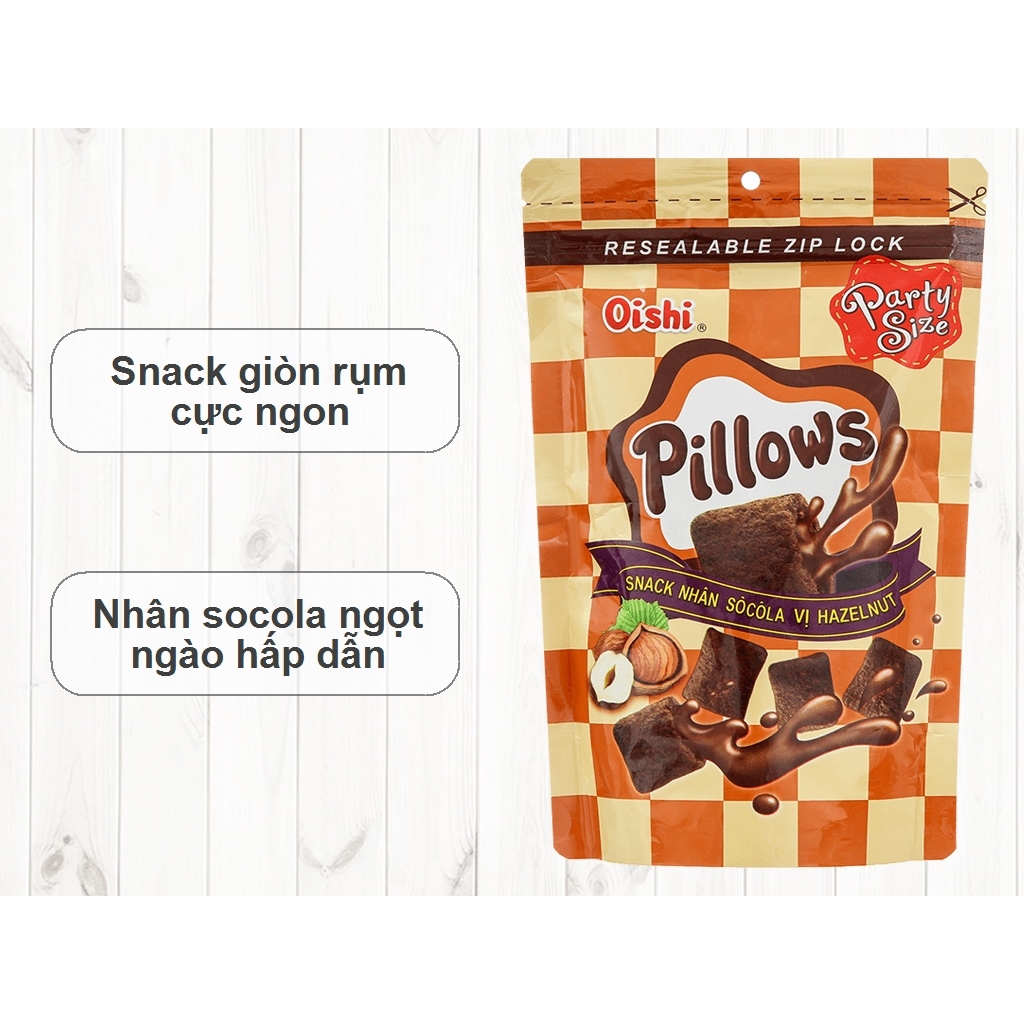 Pillows Snack Nhân Vị Socola OISHI gói 80g