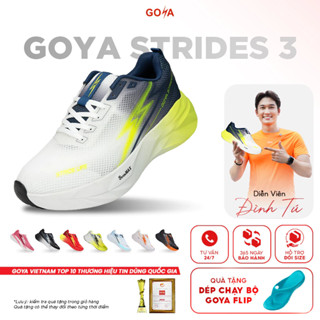Giày chạy bộ Goya Strides 3 siêu nhẹ 265g, công nghệ X2 StrideMax siêu êm, vải dệt 3 lớp thoáng khí, hạn chế trơn trượt