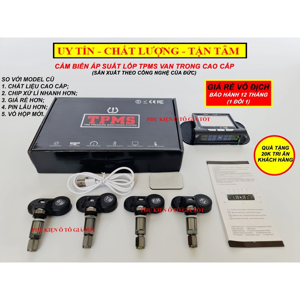 Cảm biến áp suất lốp ô tô TPMS Van trong, android cao cấp