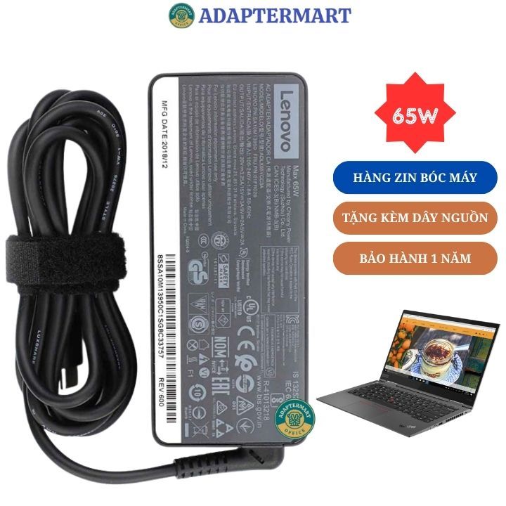 Dây sạc laptop Lenovo ThinkPad X1 Yoga 5 Pro , sạc lenovo yoga 65W - hàng bóc máy hãng