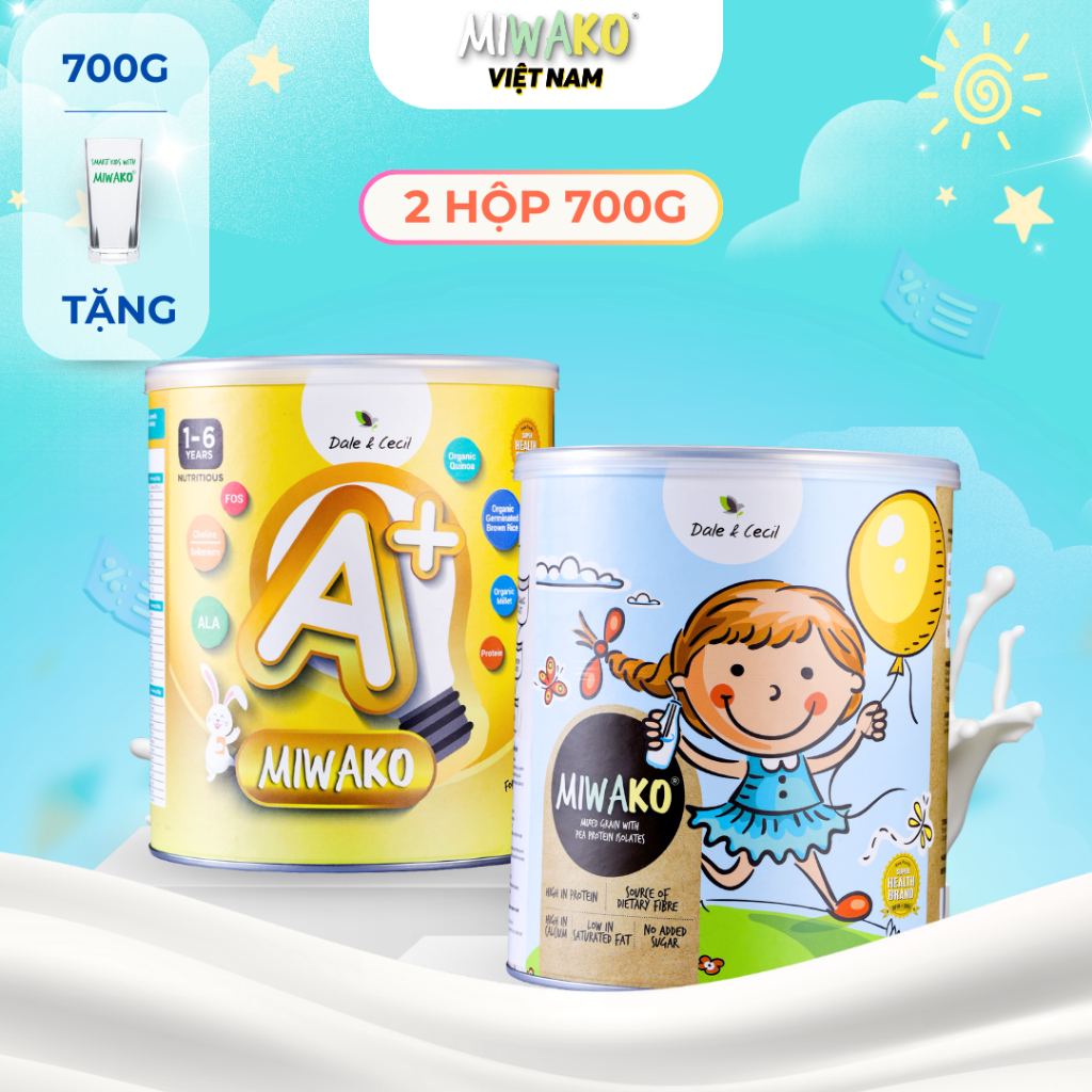 Sữa Công Thức Hữu Cơ Miwako A+ Vị Vani, Miwako Vị Gạo Hộp 700g x 2 Hộp - Orgavil