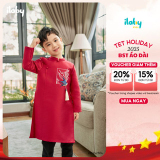  Áo dài cho bé trai ILABY áo dài Gia Khánh chất tafta lụa cổ tàu thêu đính trang trí  2762  