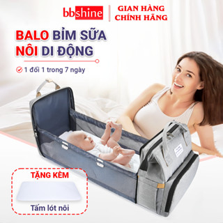 Balo Bỉm Sữa Đa Năng Kết Hợp Nôi Di Động Chất Vải Cao Cấp Cho Bé Chống Thấm Nước BBShine – B026