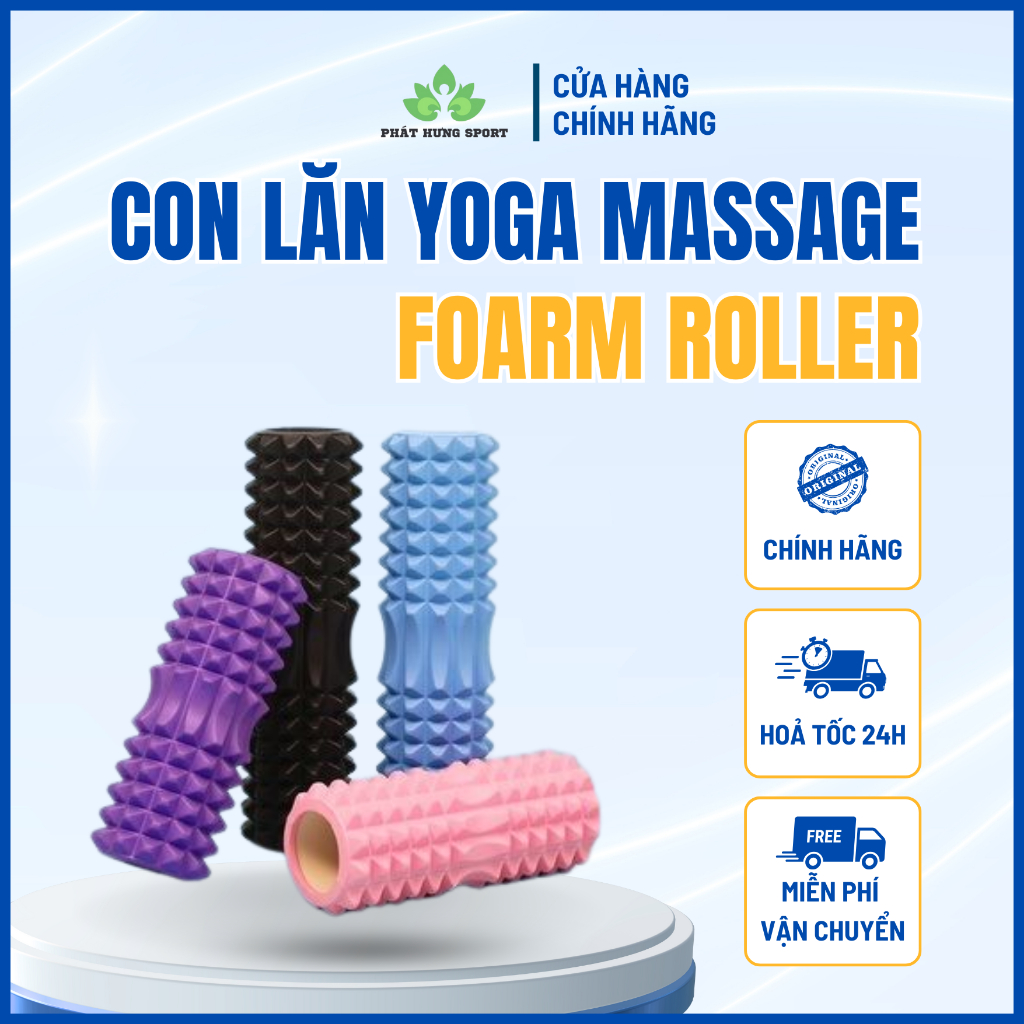 Con lăn yoga massage Foarm Roller có gai 45x10cm chịu lực cao giúp giãn cơ tập gym yoga