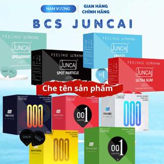 Hộp 10 bcs, Bao cao su Juncai Ultra Slim Siêu mỏng 001, trơn, nhiều gel, kéo dài thời gian