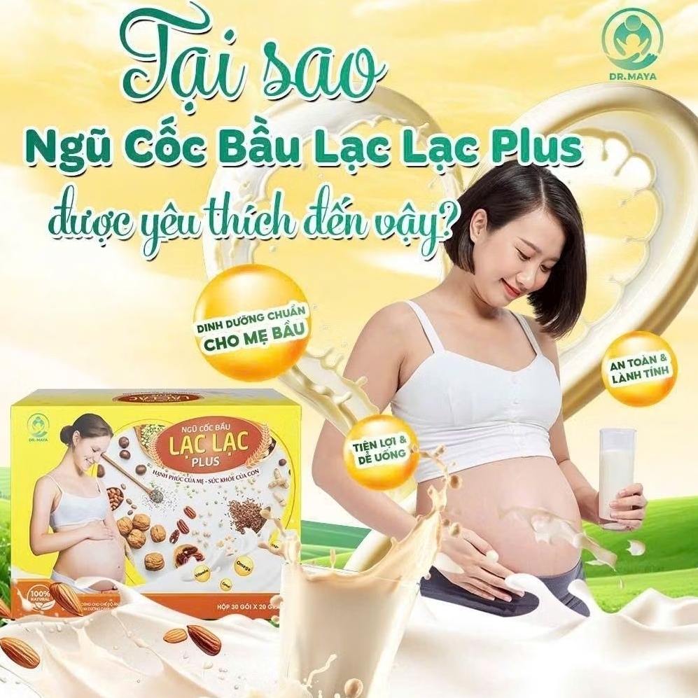 Ngũ cốc bầu Lạc Lạc plus DR.MAYA hộp 30 gói/600gram+ quà 1 hộp sữa đặc vinamilk khi mua 1 hộp