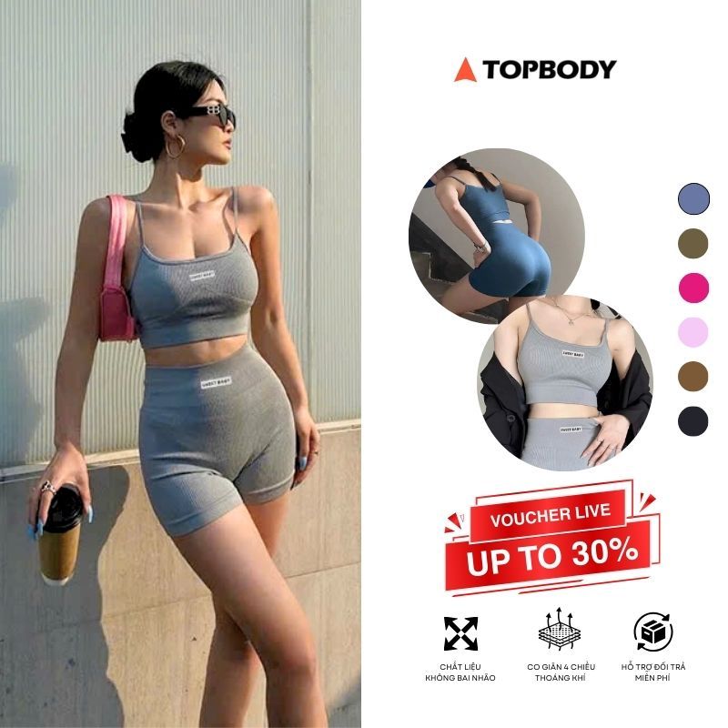 Set Bộ Tập Gym Yoga Erobic Co Dãn Đa Chiều Tôn Dáng Thông Thoáng Siêu Co Giãn TOPBODY Wear - BODYG05