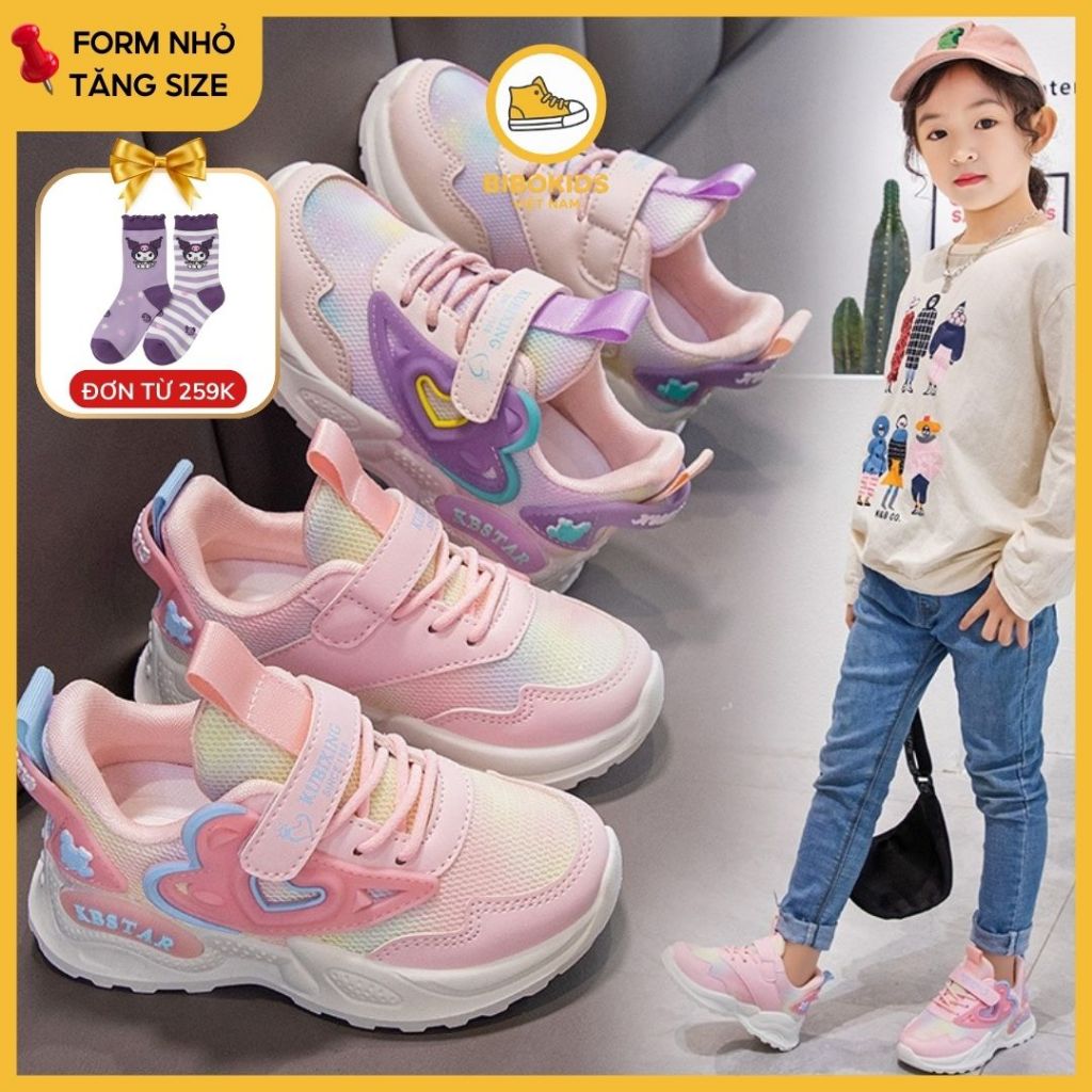 Giày thể Thao Bé Gái Cao Cấp, Siêu Nhẹ Thoáng Khí Màu Hồng, Dành Cho Bé Đi Học Đi Chơi 9971 - GG23 9