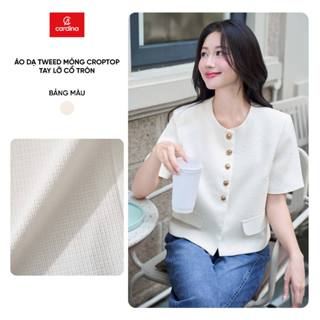 Áo khoác dạ tweed CARDINA dáng croptop tay lỡ cổ tròn 5AKC02