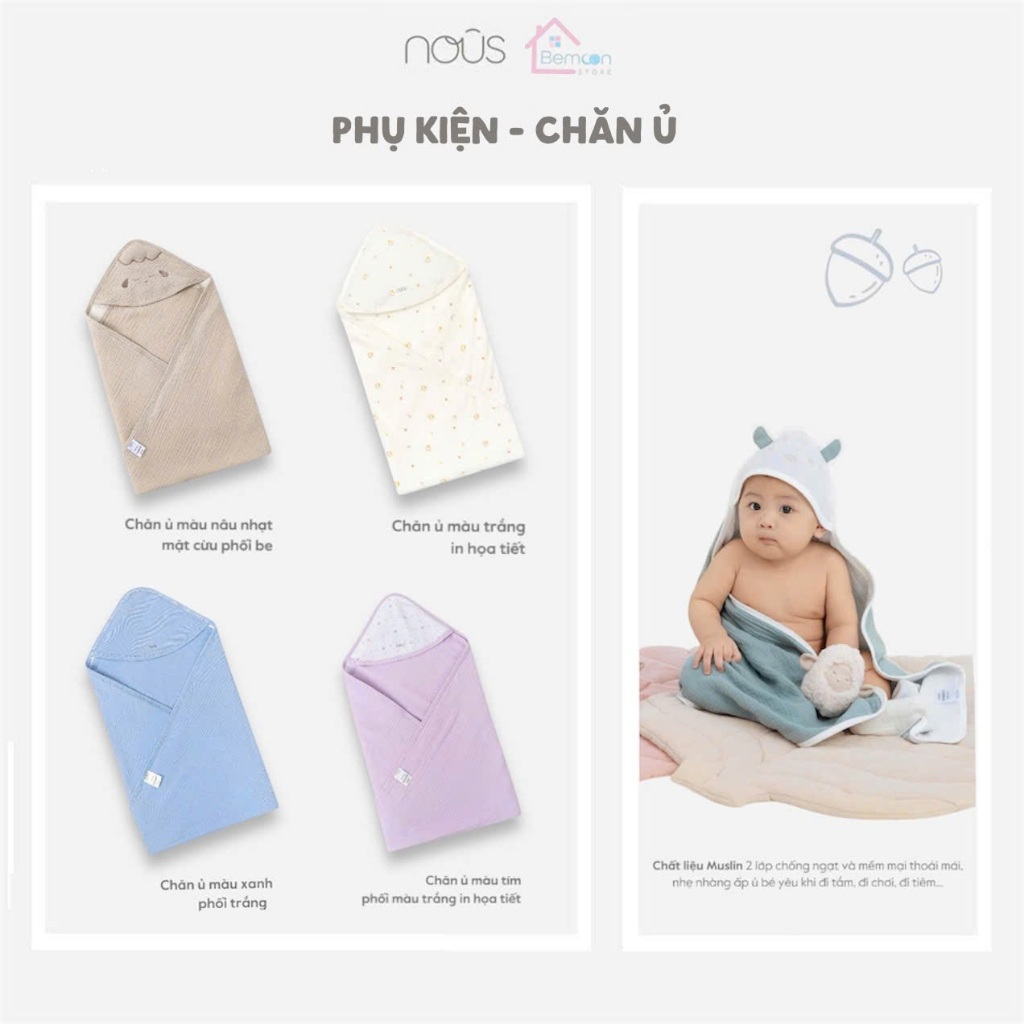 [FULL] Chăn ủ xô có mũ Nous ( 80x80cm )