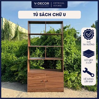 Kệ sách chữ VDECOR, tủ decor nhiều tầng,tủ trưng bày trang trí chất liệu gỗ MDF cao cấp chống nước chống xước