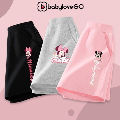 Quần đùi cho bé gái BabyloveGO BST Disney 2026 quần short chất nỉ da cá dáng thể thao năng động