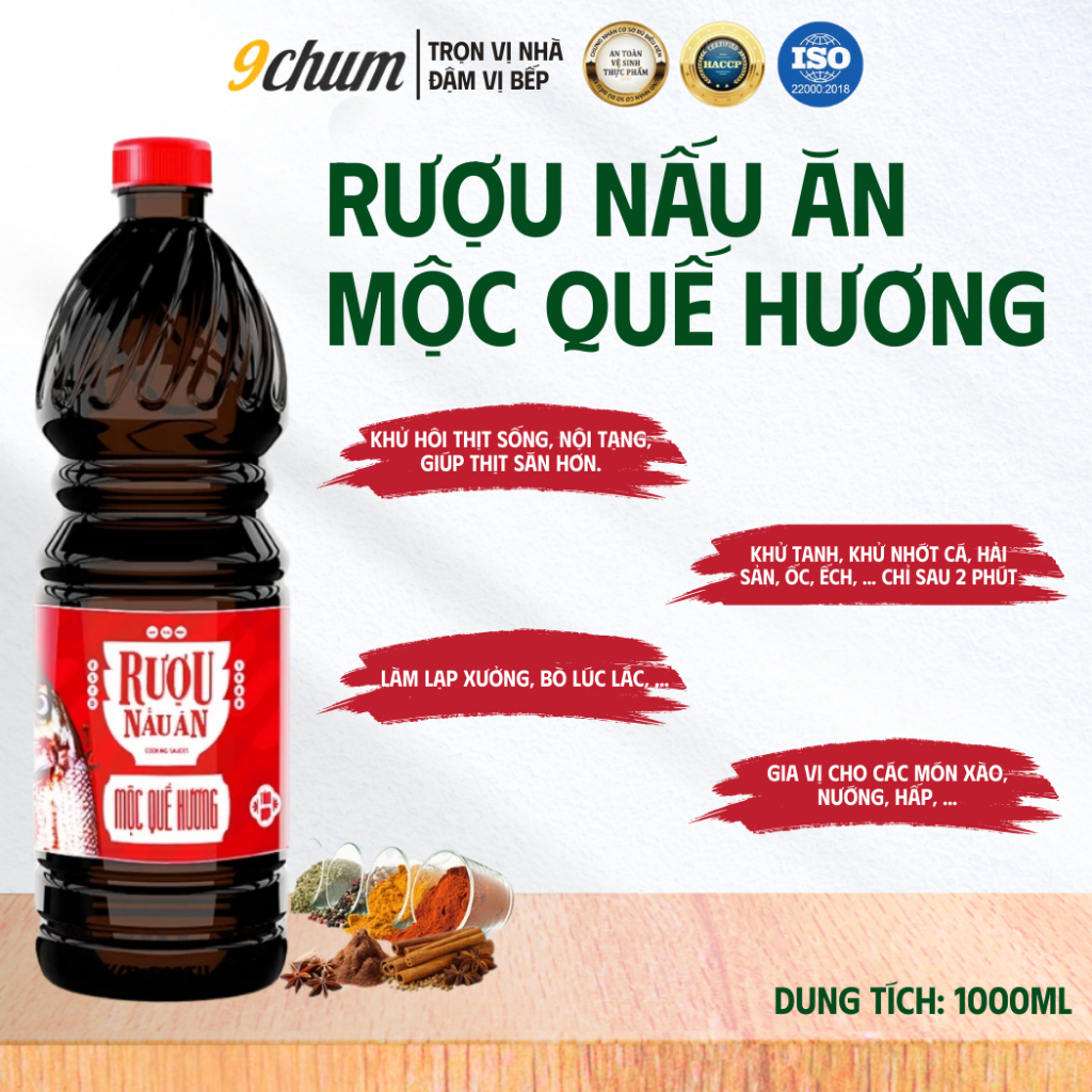  Rượu nấu ăn Mộc Quế Hương 9chum - Khử tanh khử nhớt khử hôi thực phẩm sống gia vị nấu cho món ăn 