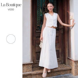 Chân Váy Xô Dáng Suông Loe Nhẹ LA BOUTIQUE Vải Xô Thêu - V030