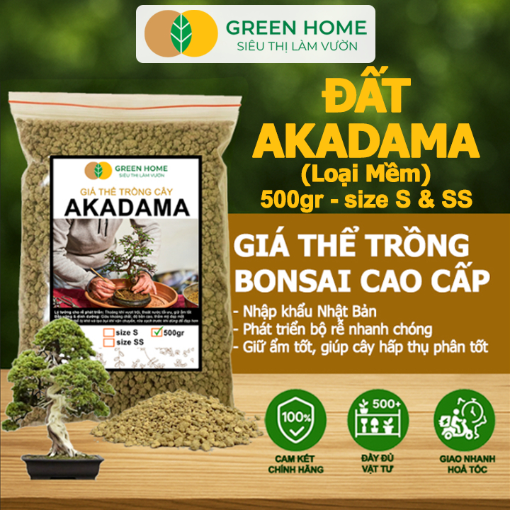 Đất Akadama Greenhome, Bao 500GR, (Loại Mềm) Giá Thể Bonsai, Kiểng Lá, Sen Đá, Phân Nền Thủy Sinh