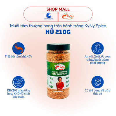 [HỎA TỐC] Muối tôm thượng hạng trộn bánh tráng KyNy Spice - Hũ 210g - Hàng chính hãng
