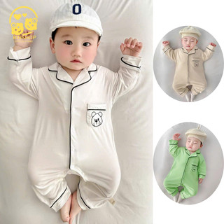  Bộ Pijama liền quần cho bé Body dài tay cho bé gái trai Hình Gấu dễ thương Quần áo sơ sinh bé trai gái 0-12M 