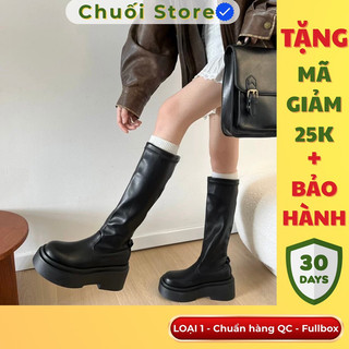   BẢN XỊN CHUẨN QC  Giày bốt nữ LOẠI 1 cổ cao mũi vuông đế dày thiết kế đơn giản basic đi học đi chơi siêu xinh 