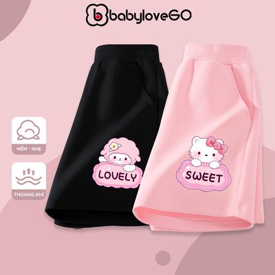 Quần đùi cho bé gái BabyloveGO quần short Kuromi cho bé chất da cá mềm mịn, thoáng khí, basic năng động