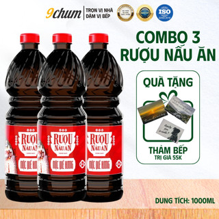   9chum  Combo 3 chai rượu nấu ăn Mộc Quế Hương 1000ML khử mùi thực phẩm tạo hương món ăn hiệu quả 