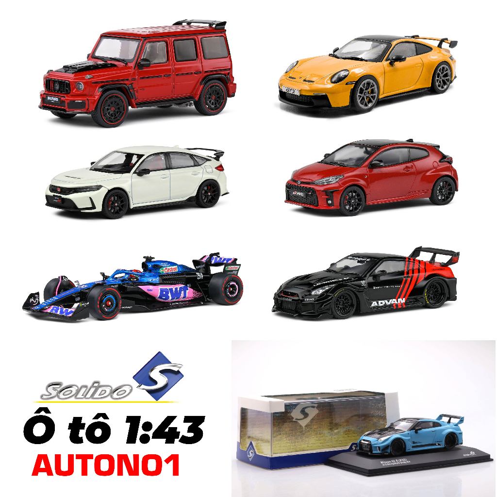 Mô hình xe ô tô Porsche 911, G63 AMG, R35 LBWK, Civic Type R tỉ lệ 1:43 đi kèm hộp mica trưng bày So
