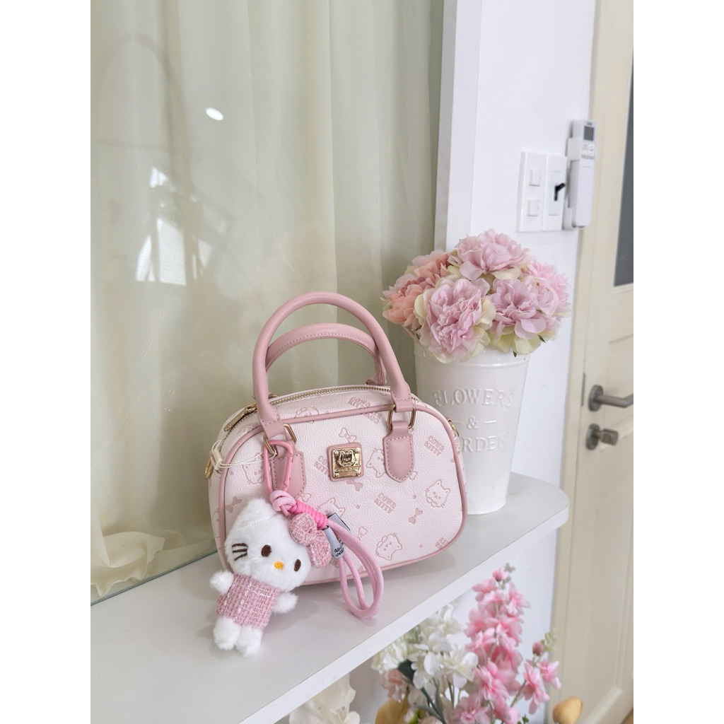 Túi Gối Hello kitty Cow & Kitty Màu Hồng ( Tặng Kèm Phụ Kiện và Dây Đeo tuixach giare