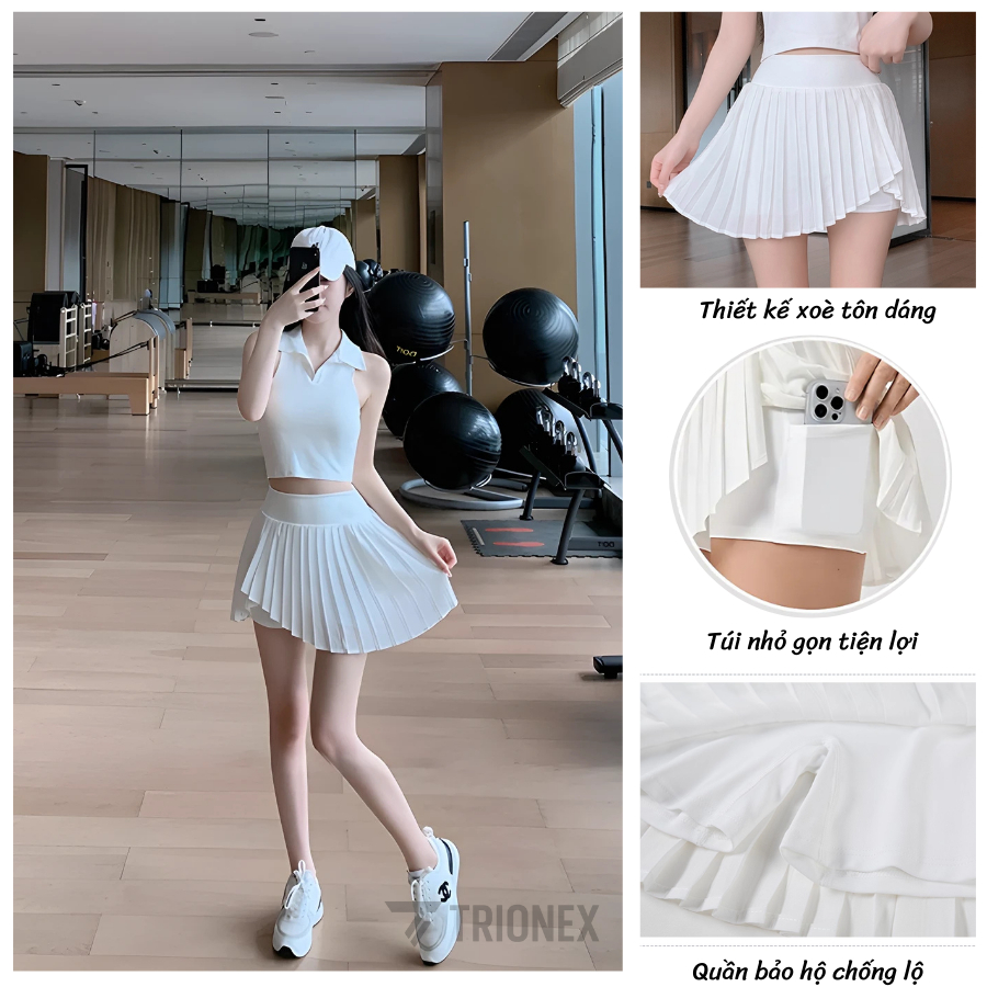 [K190 - Hàng loại đep] Chân váy xếp ly thể thao, chơi cầu lông, tennis, váy pickleball, đa năng TRIONEX | BigBuy360 - bigbuy360.vn