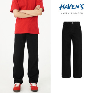 Quần Jeans HAVEN'S đen dáng suông ống đứng form regular fit chất liệu dày dặn bản thường