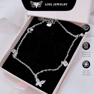 [Hộp Xinh]Lắc Chân Bạc LoPa SK85,dáng cánh tiên đính đá lấp lánh