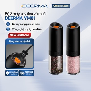 Bộ 2 máy xay tiêu và muối điện Deerma YM01 lõi xay bằng gốm an toàn, điều chỉnh độ mịn linh hoạt - Bảo hành 12 tháng