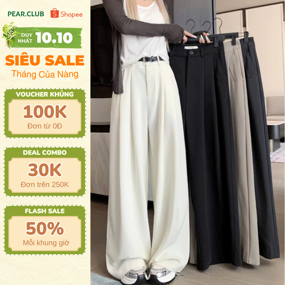 [XẢ HÀNG] Quần tây ống suông ROSY PANT, quần tây ống rộng nữ, cạp cao, có chiết li dài 105cm, chất cotton, dài rộng