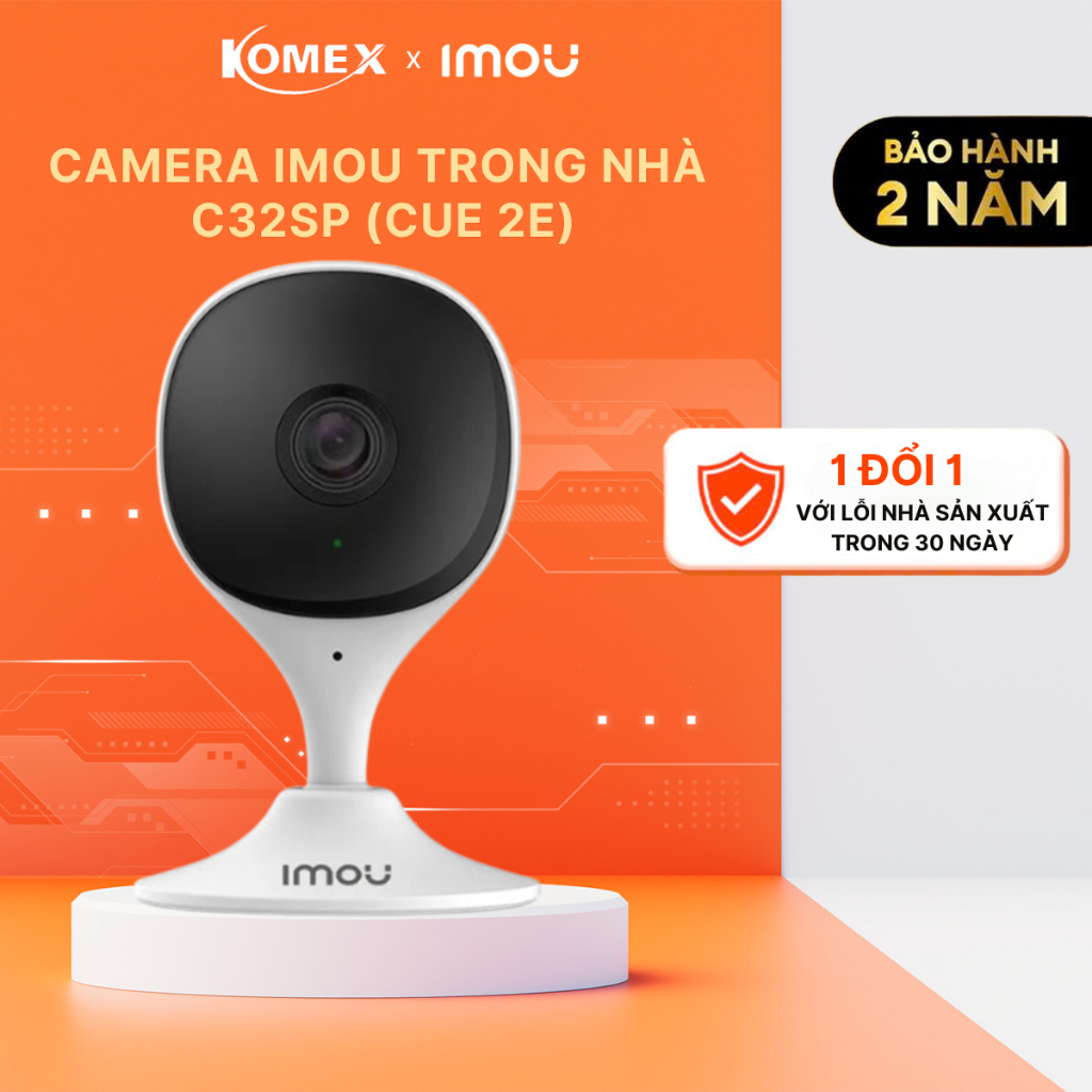 Camera IMOU trong nhà C32EP 3MP (Cue 2) / C32SP 3MP (Cue 2E) đàm thoại 2 chiều, đế nam châm cố định