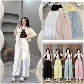 quần dài hoạt hình ống rộng nữ có đủ size hoạ tiết dễ thương chất đũi gân