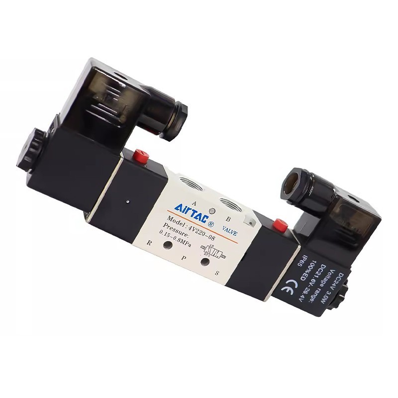 GIÁ XƯỞNG Van điện từ 5 cửa 4V220-08 Airtac ảnh thật giá sỉ kèm cút nối nhanh