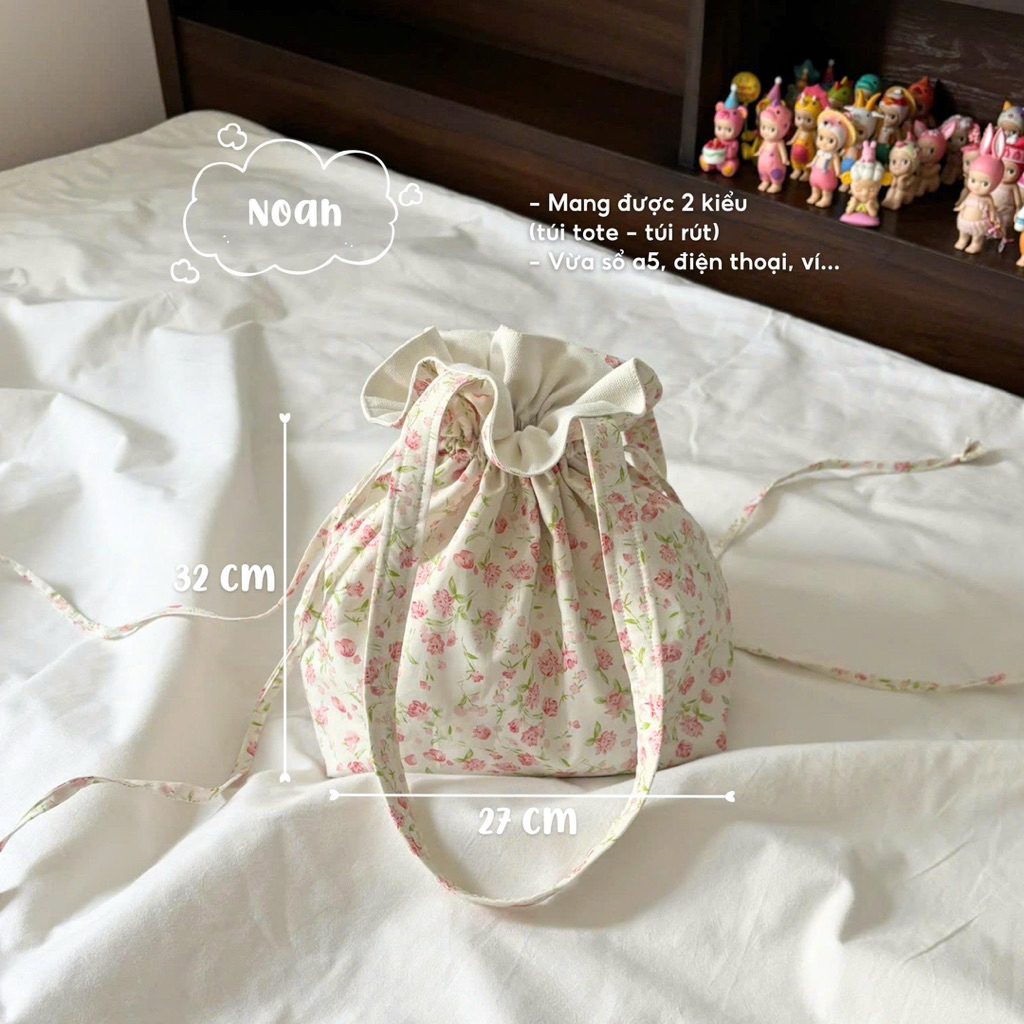 Noah bag - túi rút hoa nhí - ICHI.SG