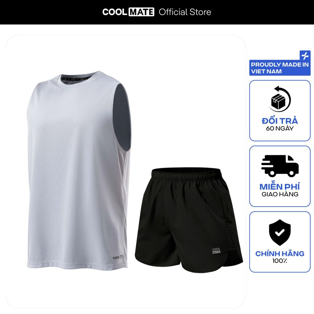 [Tặng short mặc nhà đơn 349k] [GIÁ TỐT] Set Đồ Thể Thao Chạy Bộ gồm Áo Tanktop Essentials và Quần Short Maxcool Coolmate