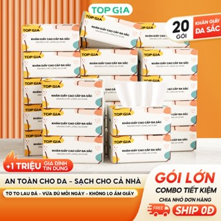 [HÀNG CAO CẤP - KHĂN GIẤY LỚN] Giấy ăn đa sắc Topgia 240 tờ 4 lớp dập vân 4D mềm mịn, thấm hút