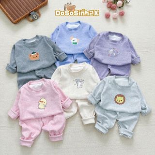  Combo 3 Bộ lông thỏ BO GẤU quần áo dài tay thu đông nỉ zip mềm mịn cho bé trai gái 4-15kg dososinh2x 