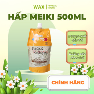 Hấp tóc siêu mềm mượt collagen meiki 500ml phục hồi hư tổn kem ủ dạng túi hấp tóc tại nhà