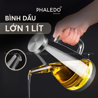 Bình  thuỷ tinh đựng dầu ăn, nước mắm dung tích lớn 1000ML cao cấp, nắp đậy kín bằng inox 304 & tay cầm PHALEDO P-0320
