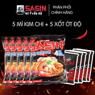  Combo 5 gói mì cay Sasin vị KIM CHI 120g + 5 gói xốt ớt độ 10g 