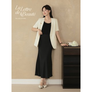 Set vest công sở nữ Gabriel Blazer BEAUTEBYV kẻ có lót đệm vai,chân váy Silvia Skirt lụa có lót, áo Ella