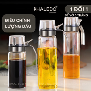 Bình đựng dầu ăn thuỷ tinh borosilicate có vòi & tay cầm inox 304, nắp đậy kín nhựa ABS đựng gia vị đa năng Phaledo
